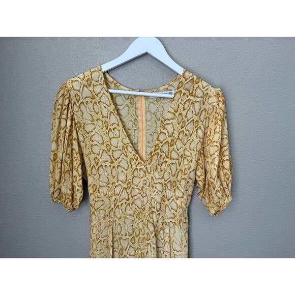 Faithful the Brand Yellow Delia Snake Print Midi Dress Size 6 Anthropologie - Picture 6 of 14